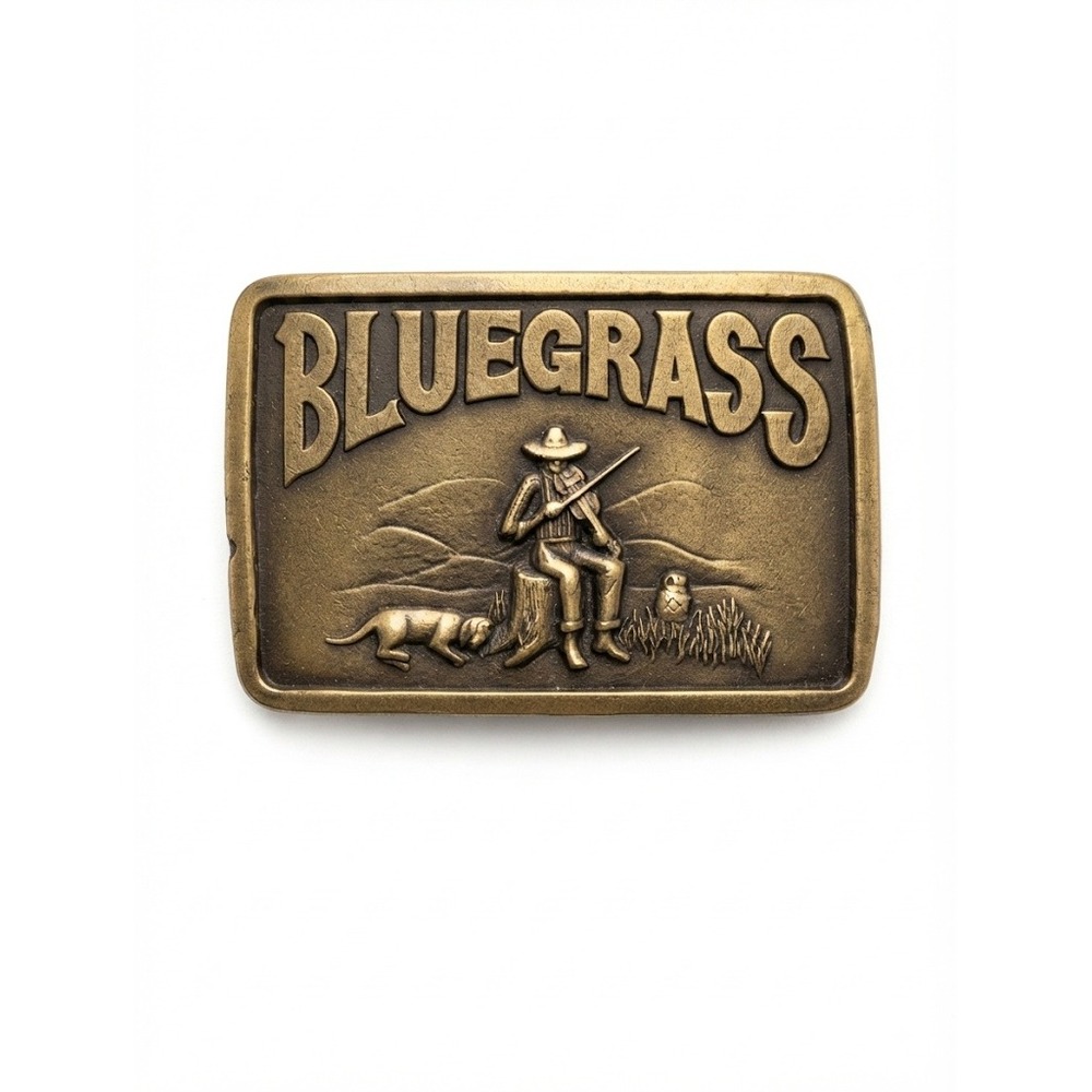 Vintage Indiana Metal Craft Bluegrass Fiddle Player Brass Belt Buckle J 98